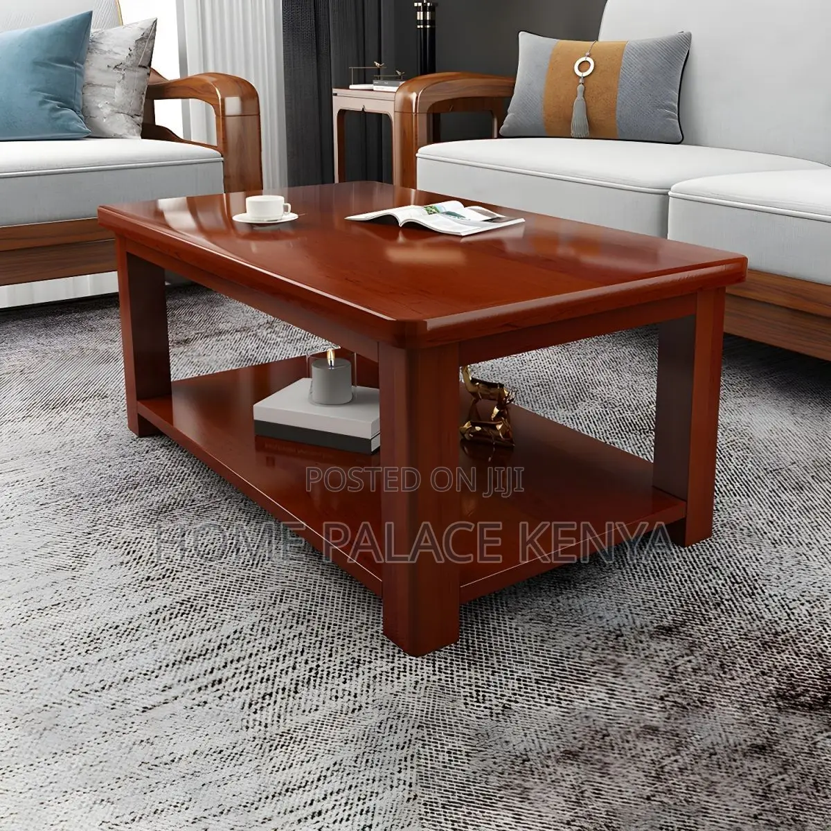Coffee Table; Modern Mahogany Finish MDF Coffee Table for Home