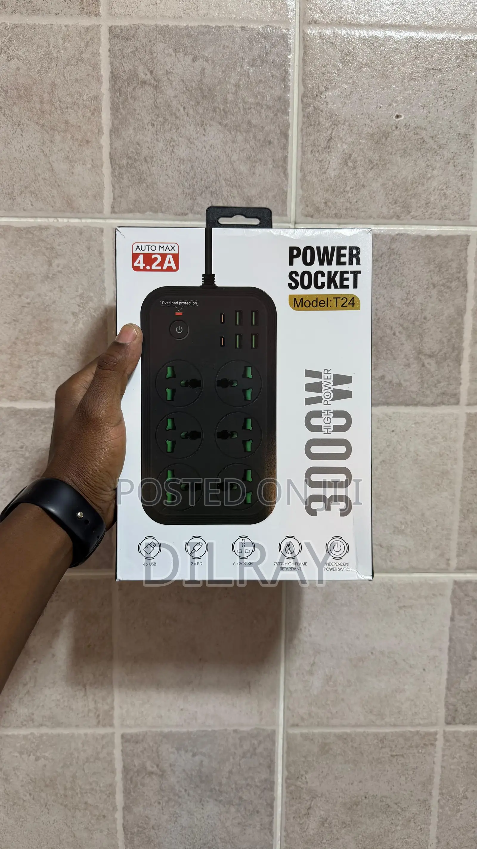 6 Port Power Socket Extension With 4 USB & 2 PD