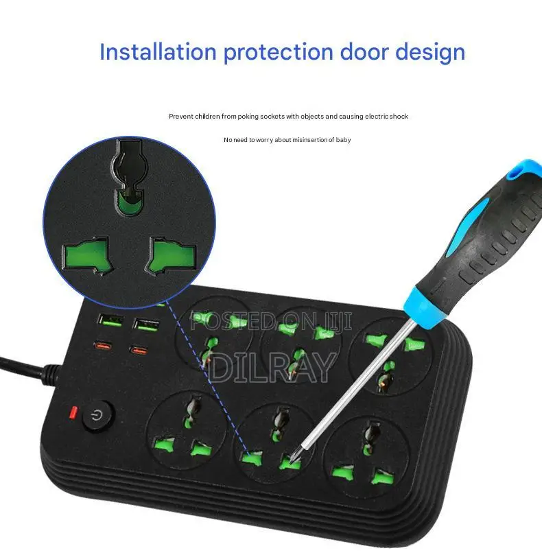 6 Port Power Socket Extension With 4 USB & 2 PD