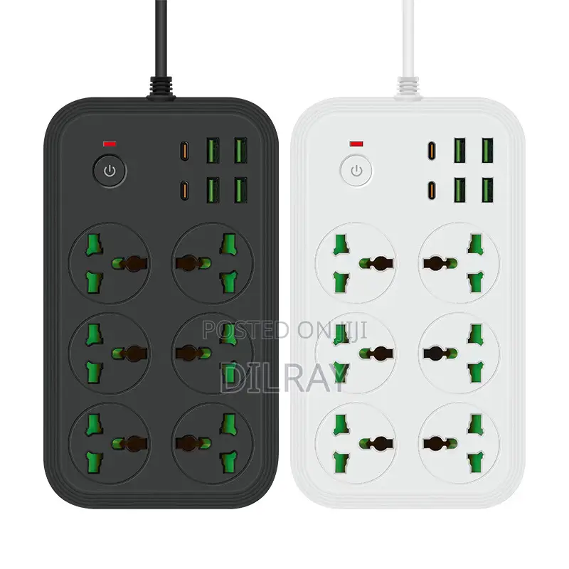 6 Port Power Socket Extension With 4 USB & 2 PD