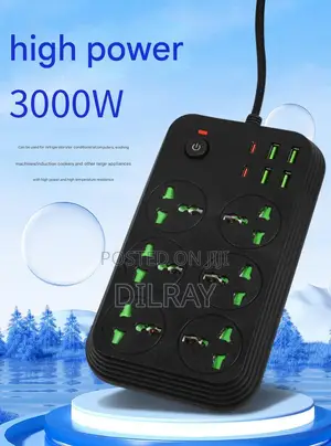 6 Port Power Socket Extension With 4 USB & 2 PD