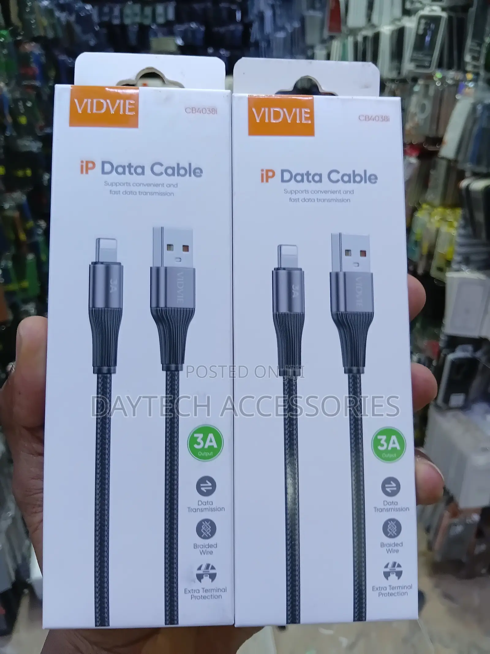 VIDVIE iP Data Cable USB-A to Lightning Connector.