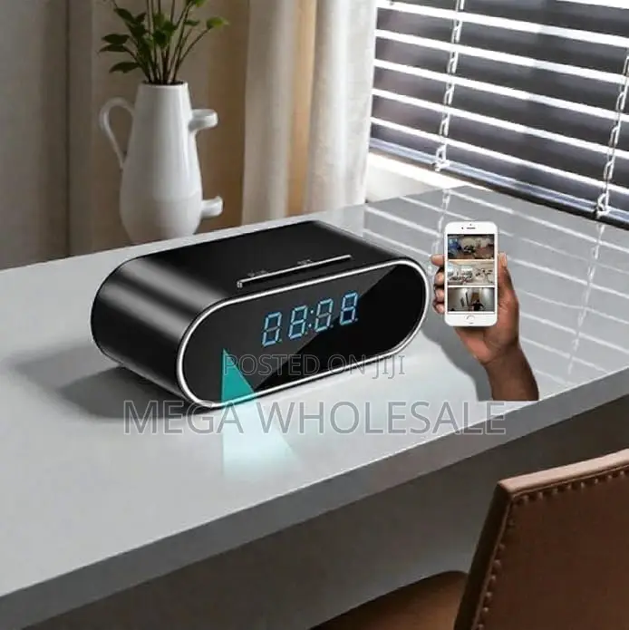 Smart 1080P Monitor WiFi Alarm Table Clock Hidden Spy Camera.