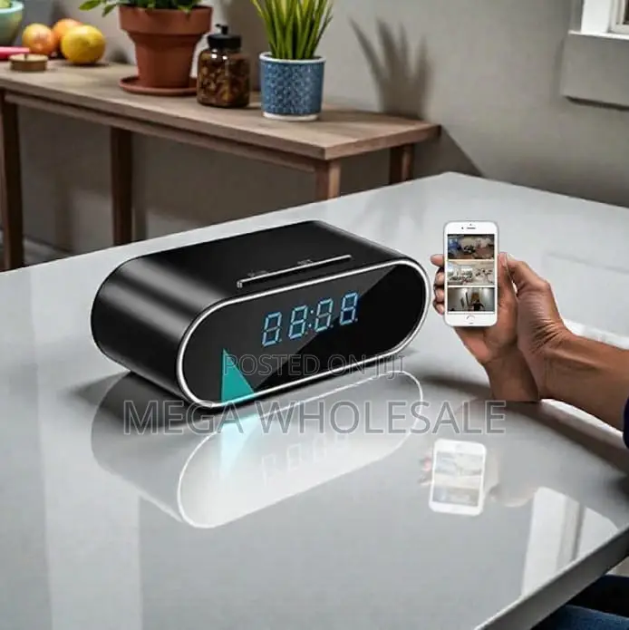Wireless HD Recorder WiFi Alarm Table Clock Hidden Spy Camera