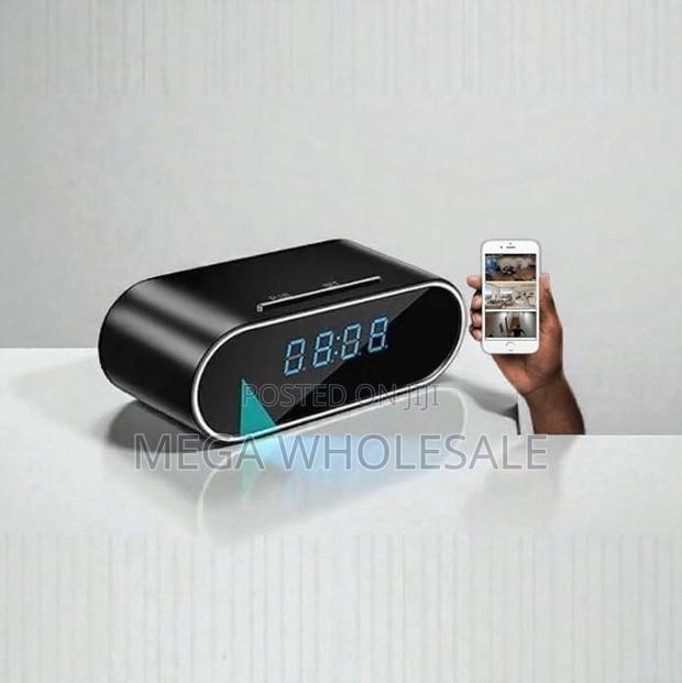Mini HD Surveillance WiFi Alarm Table Clock Hidden Spy Camera