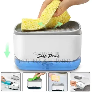 2-in-1 Dish Soap Dispenser and Sponge Holder Caddy for Kitchen