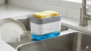 2-in-1 Dish Soap Dispenser and Sponge Holder Caddy for Kitchen