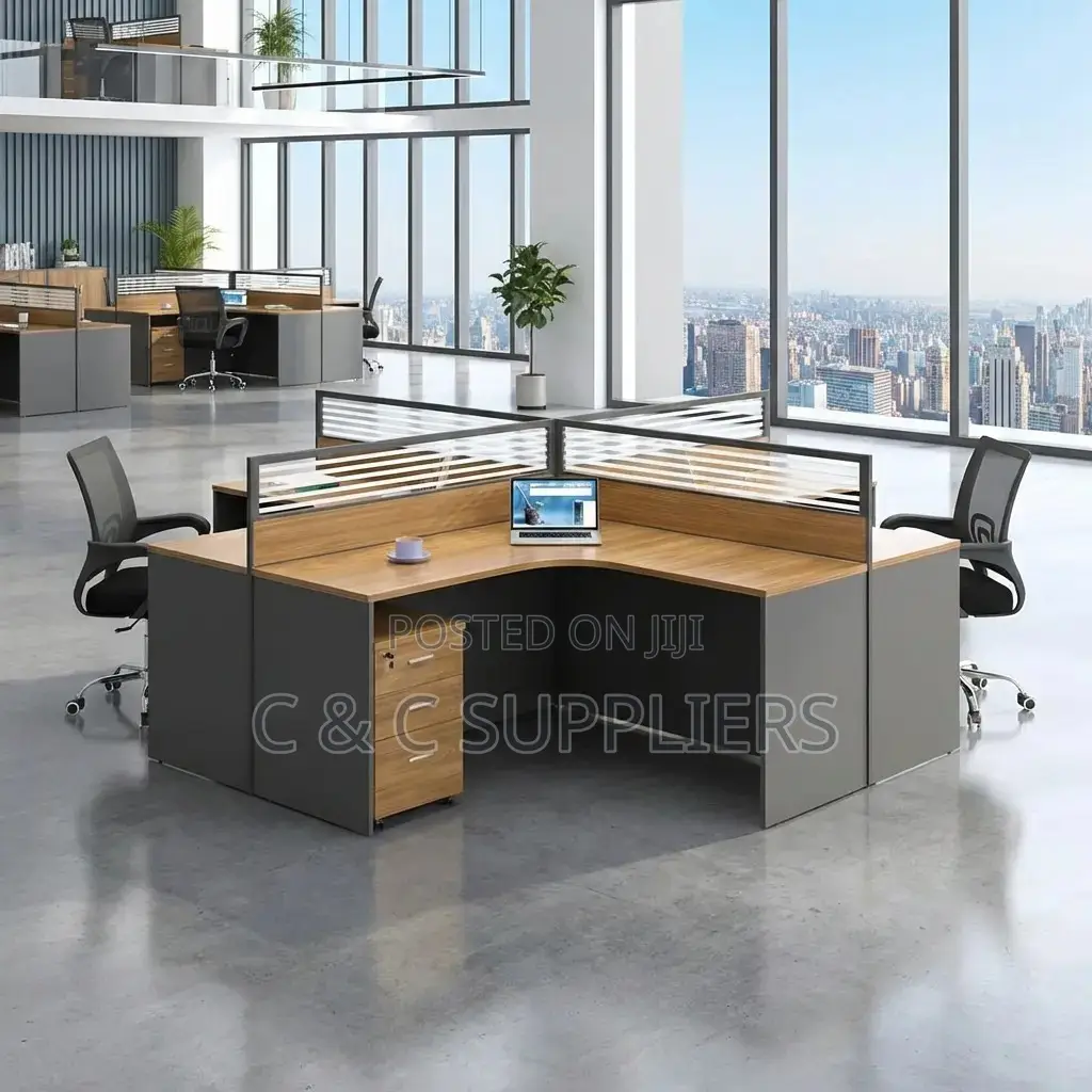 Curved 4-Desk Workstation
