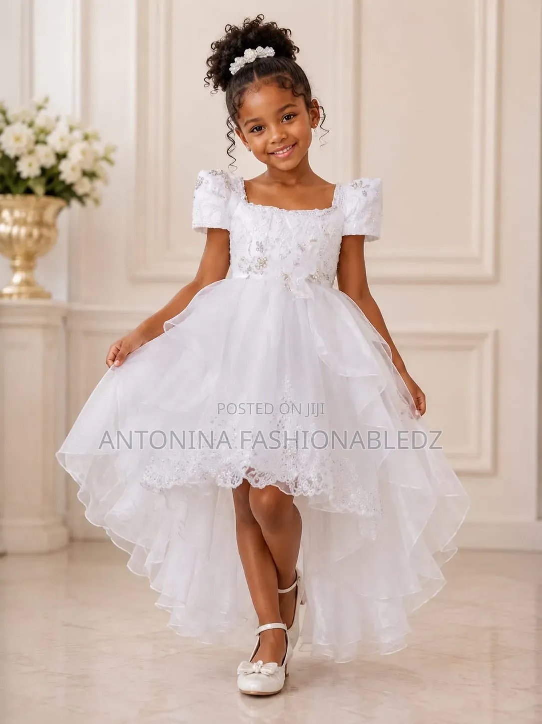 High-Low Dress for Girls Pink and White