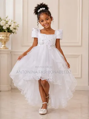 High-Low Dress for Girls Pink and White