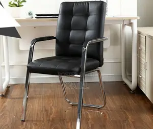 Office Chair : Medium Back Leather Padded Waiting Chair