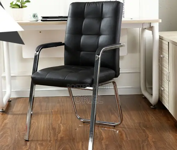 Office Chair : Medium Back Leather Padded Waiting Chair