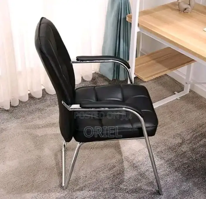 Office Chair : Medium Back Leather Padded Waiting Chair