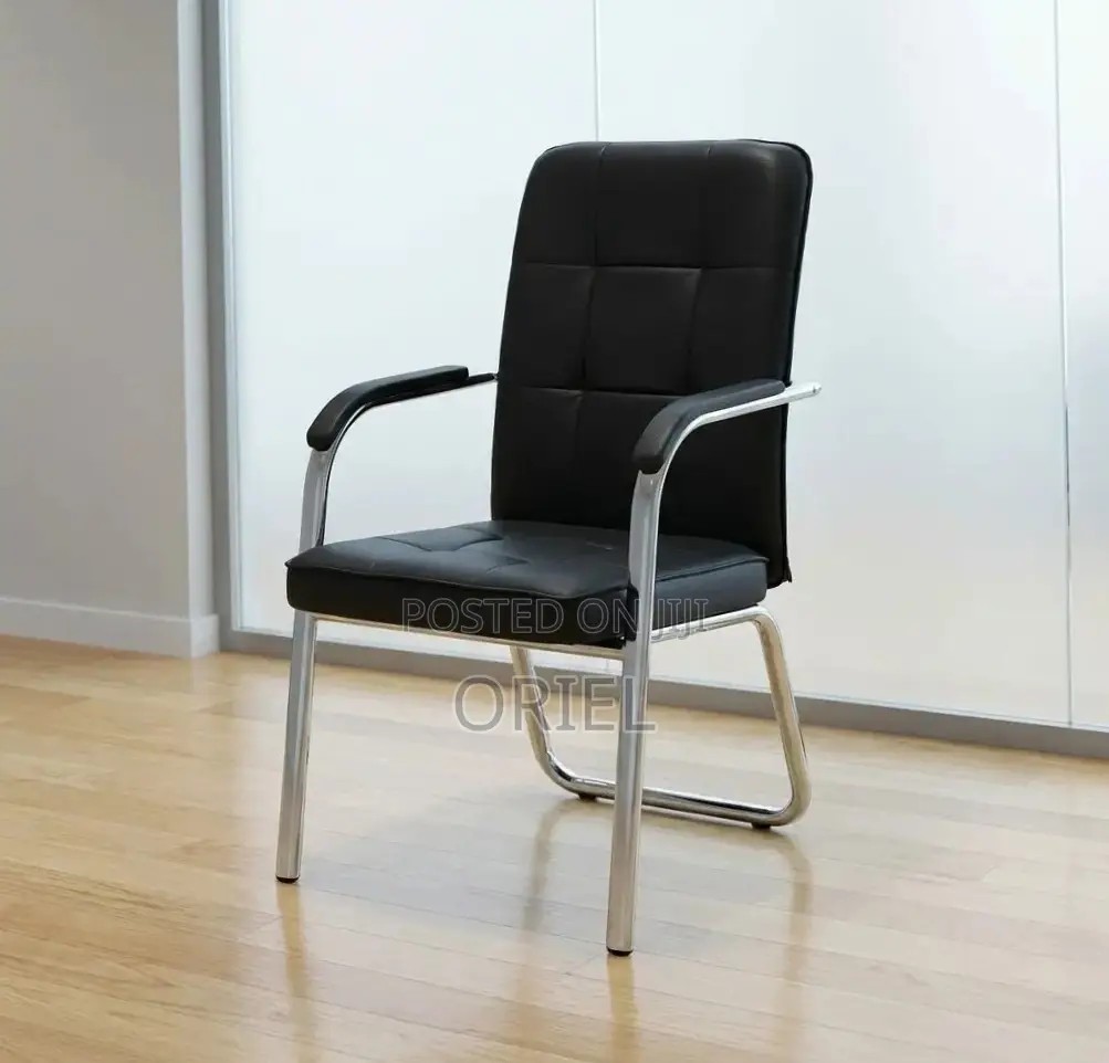 Office Chair : Medium Back Leather Padded Waiting Chair