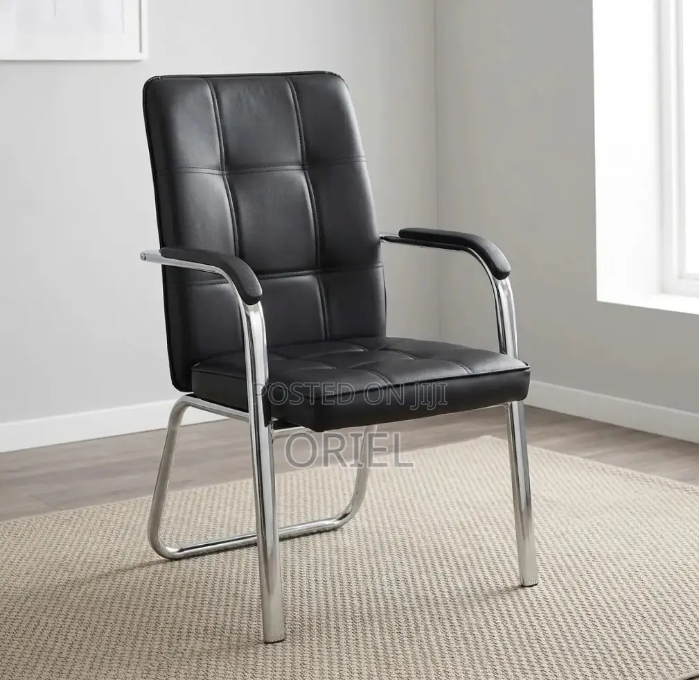 Office Chair : Medium Back Leather Padded Waiting Chair