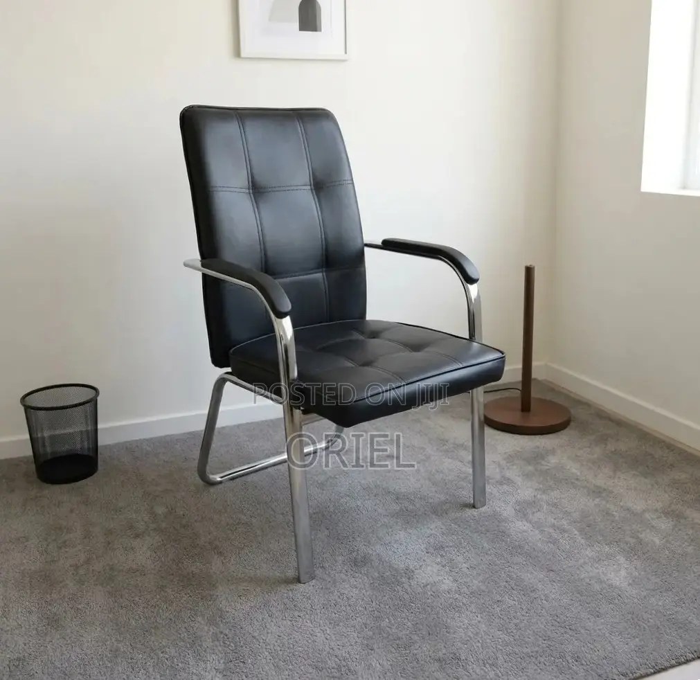 Office Chair : Medium Back Leather Padded Waiting Chair