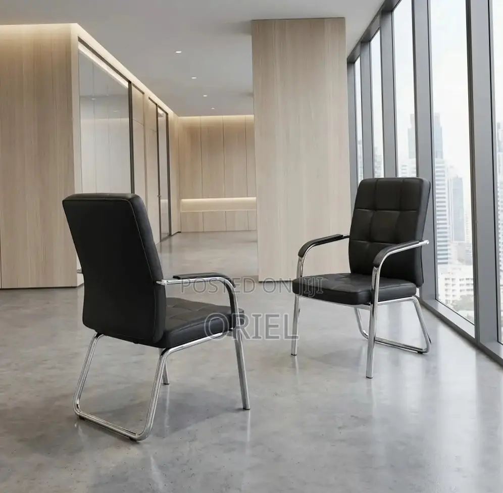 Office Chair : Medium Back Leather Padded Waiting Chair