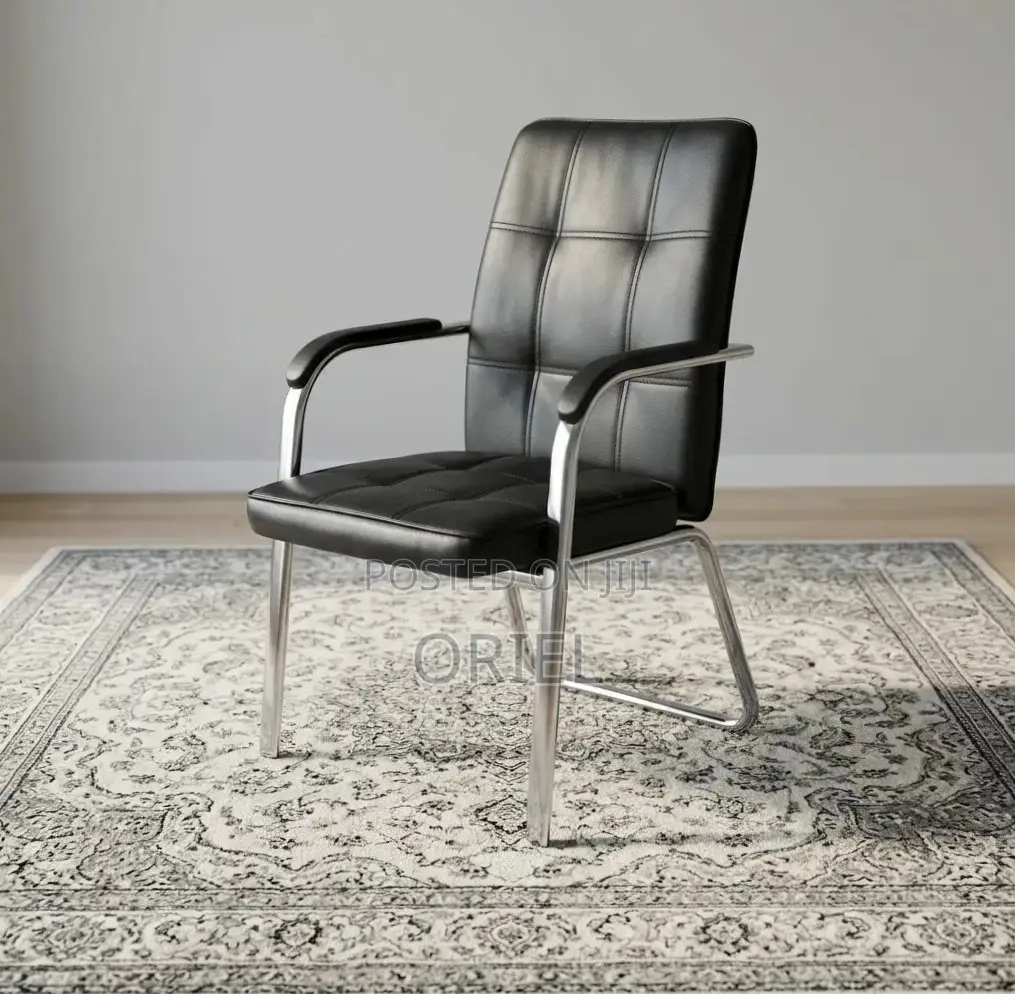 Office Chair : Medium Back Leather Padded Waiting Chair