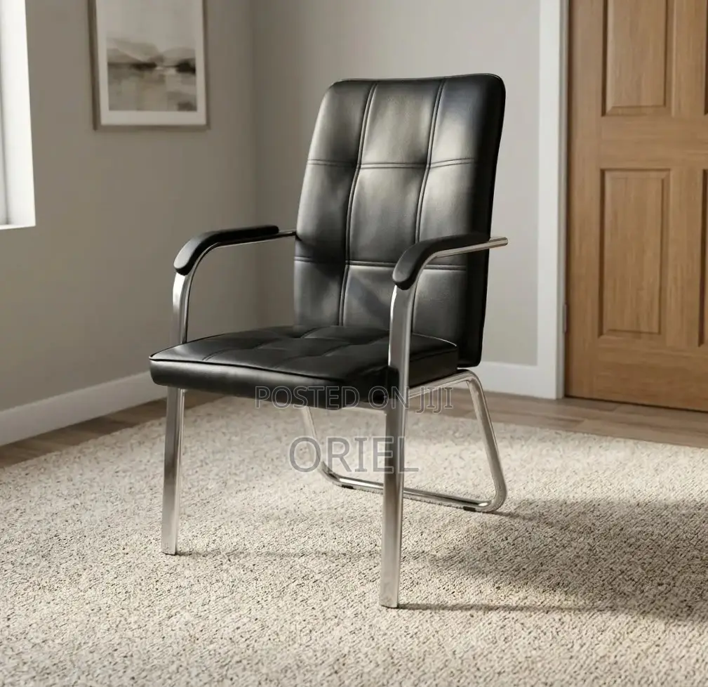 Office Chair : Medium Back Leather Padded Waiting Chair
