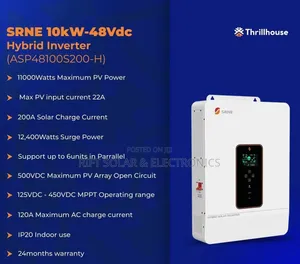 SRNE  10kw - 48v - 200A MPPT Inbuilt Controller Hybrid Inverter
