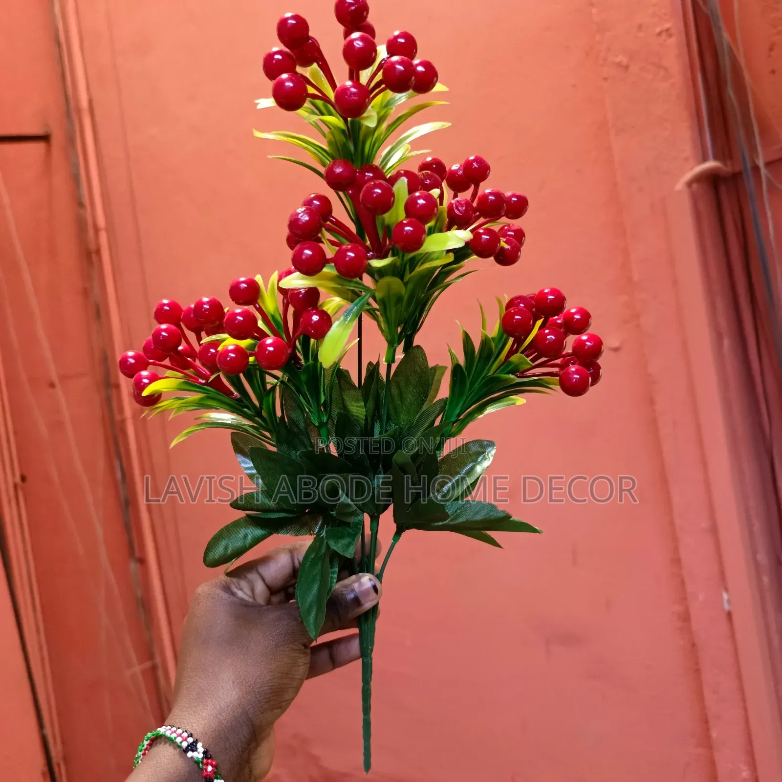 Artificial Red Berry Stem – Decorative Flower & Home Décor