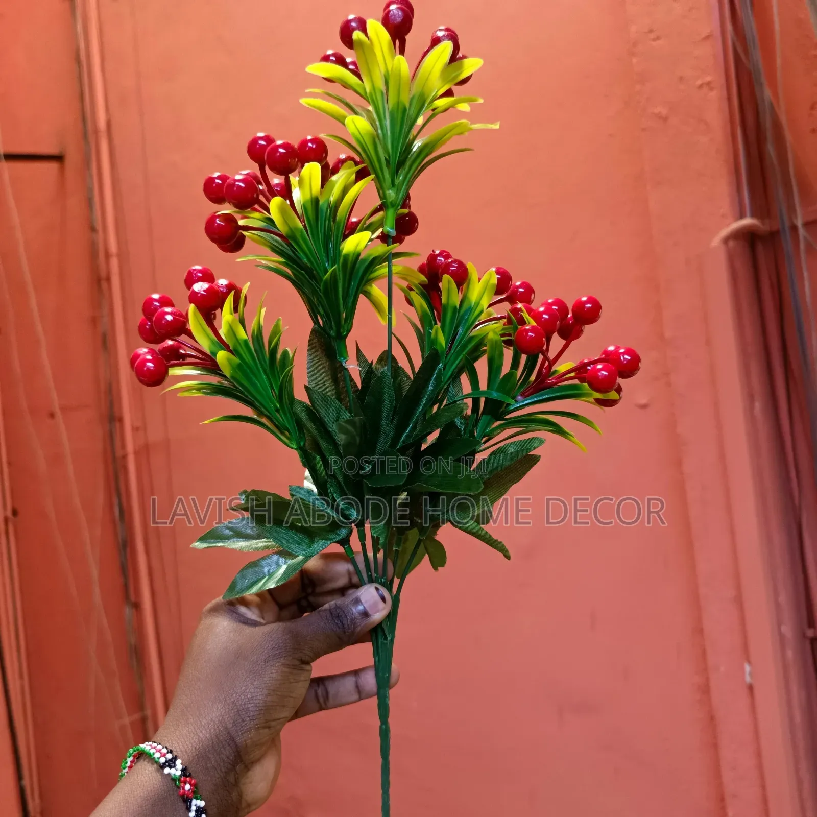Artificial Red Berry Stem – Decorative Flower & Home Décor