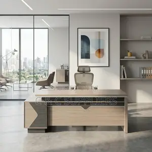 Modern Brown Wooden L-Shaped Desk-1800mm