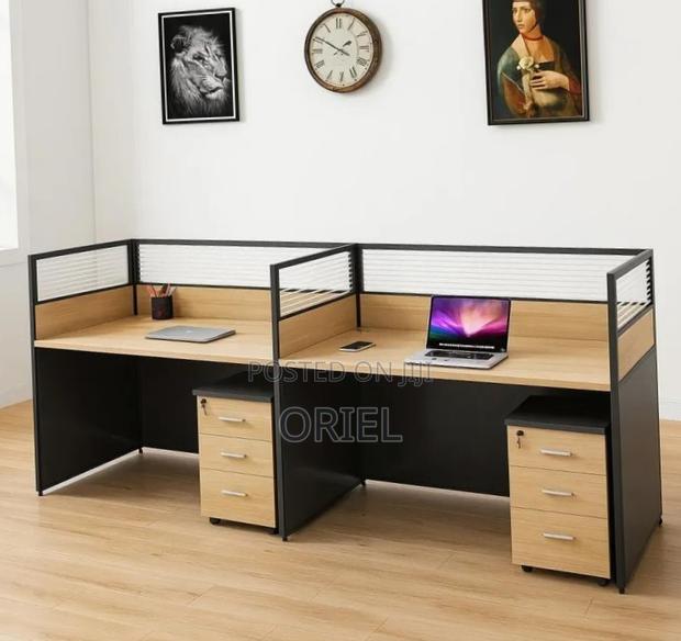 Office Workstation : 2-Person Straight Office Staff Workstation
