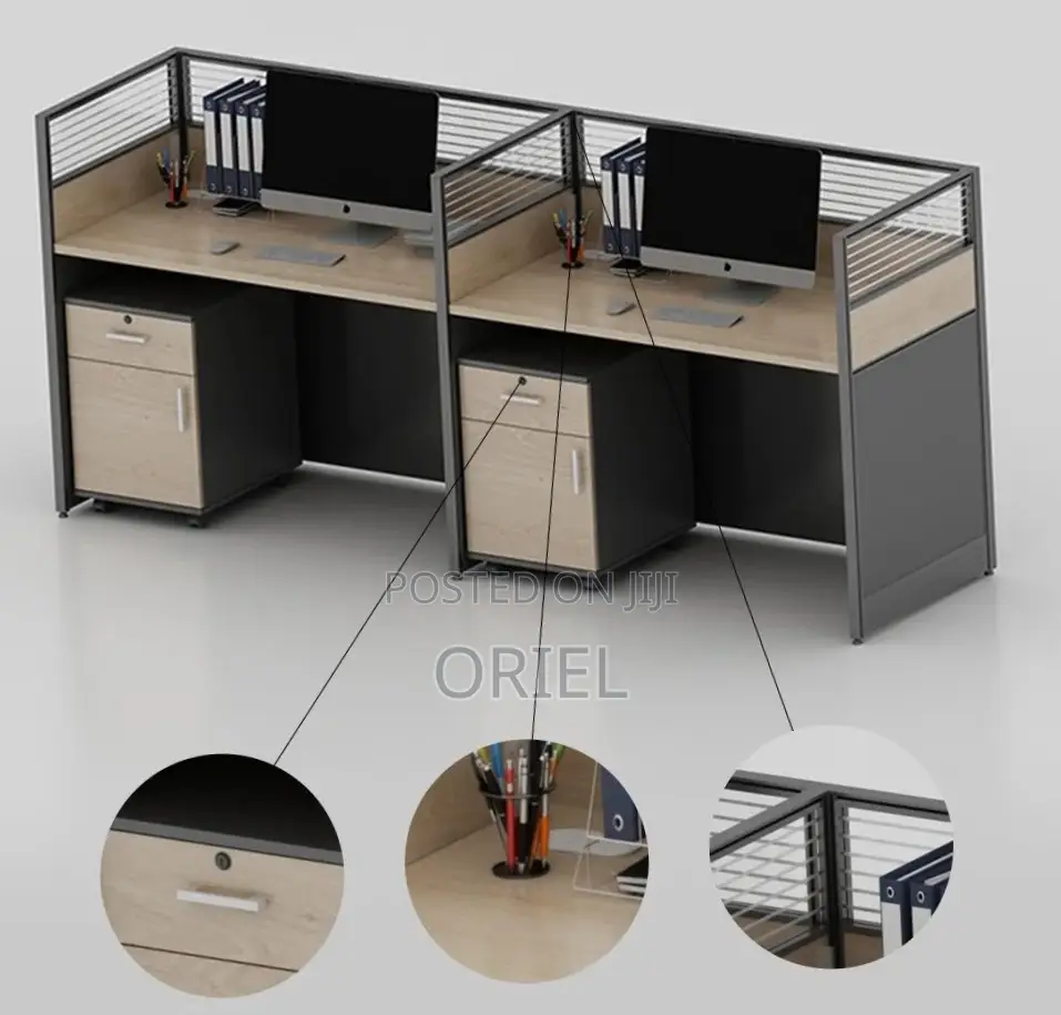 Office Workstation : 2-Person Straight Office Staff Workstation