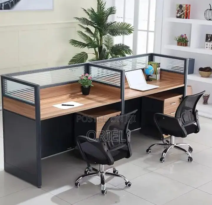 Office Workstation : 2-Person Straight Office Staff Workstation