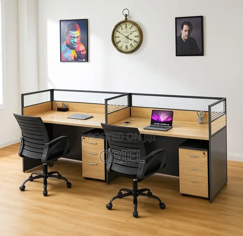 Office Workstation : 2-Person Straight Office Staff Workstation