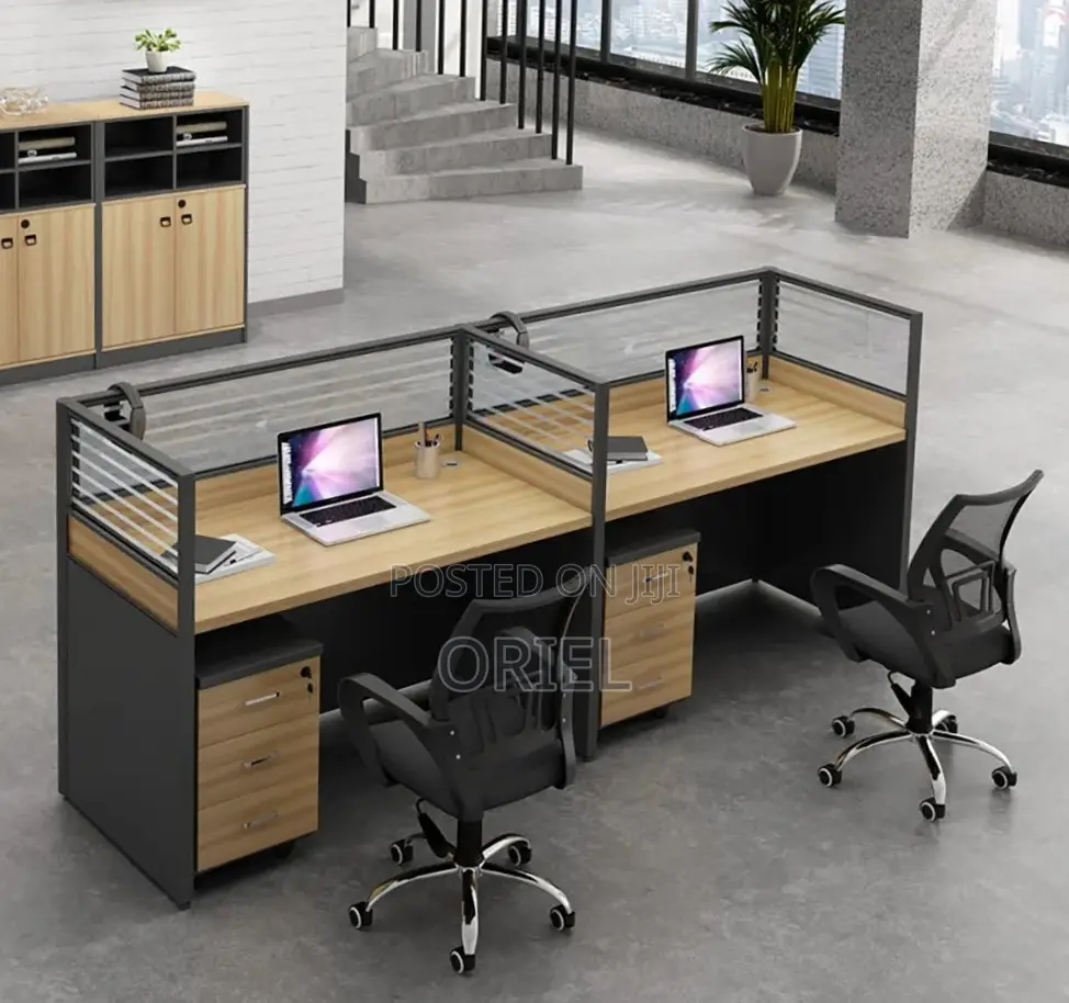 Office Workstation : 2-Person Straight Office Staff Workstation