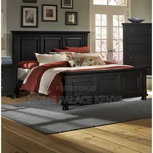 Bed; Luxury Contemporary Mahogany Wooden Bed for Master Bedroom Decor