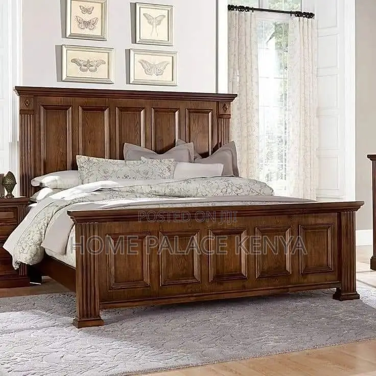 Bed; Luxury Contemporary Mahogany Wooden Bed for Master Bedroom Decor