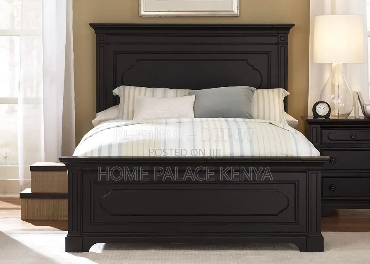 Bed; Luxury Contemporary Mahogany Wooden Bed for Master Bedroom Decor
