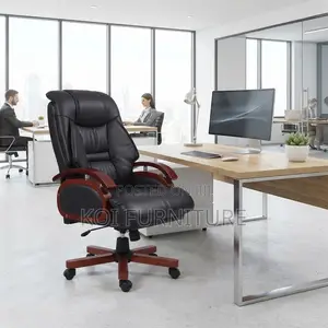 Office Chairs; Executive Heavy Cushioned Leather Office Boss Chair