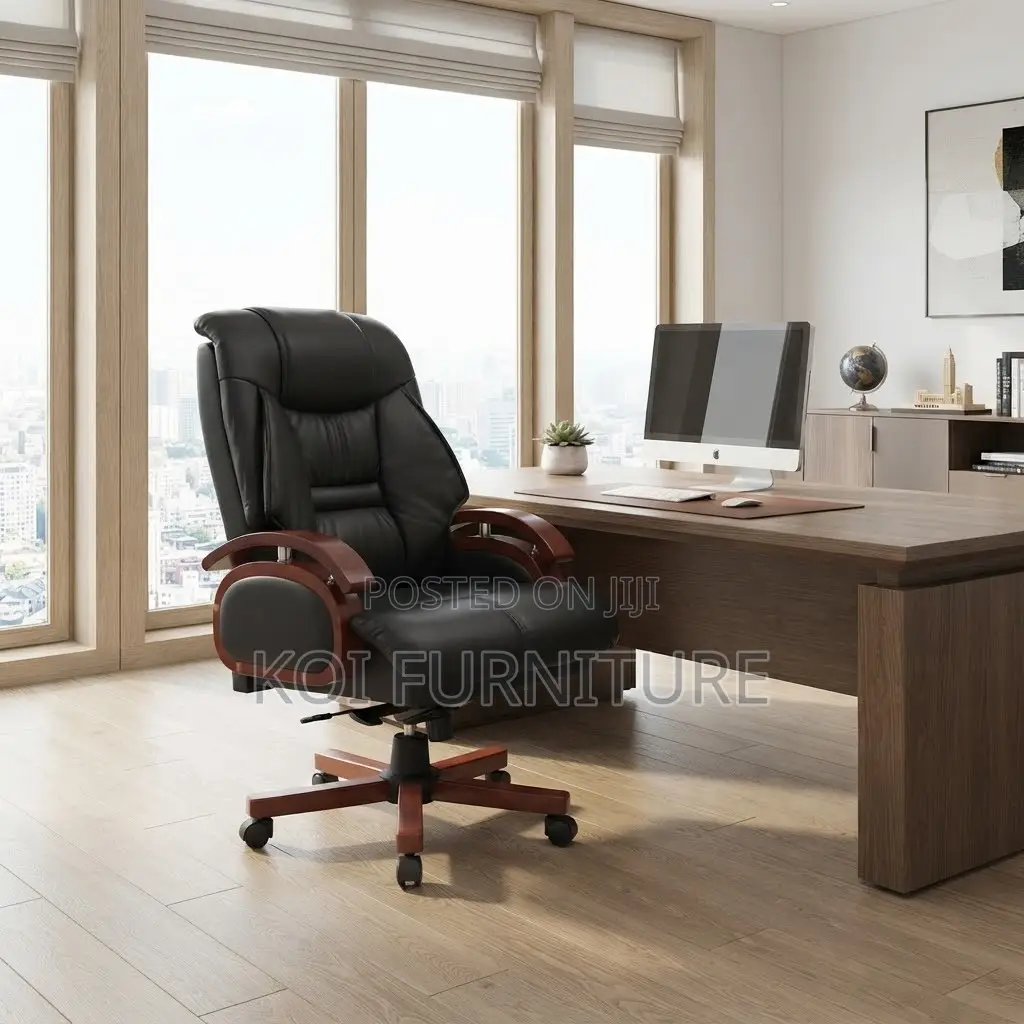 Office Chairs; Executive Heavy Cushioned Leather Office Boss Chair