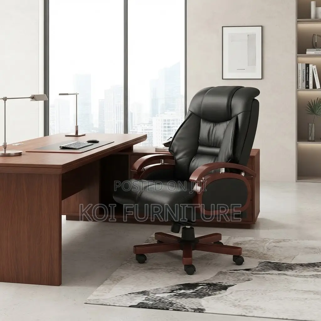 Office Chairs; Executive Heavy Cushioned Leather Office Boss Chair