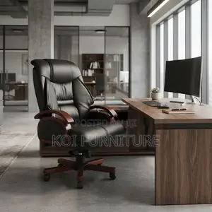 Office Chairs; Executive Heavy Cushioned Leather Office Boss Chair