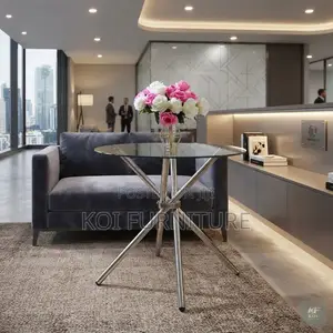 Coffee Table; Round Glass Top Tea Home Table
