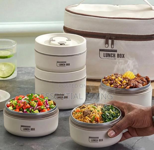 Lunch Box Stainless Steel 4 in 1 Set With Thermal Insulated Bag