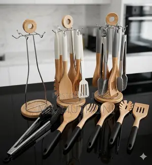 Minimalist Non-Stick Silicone & Bamboo Kitchen Cooking Tools