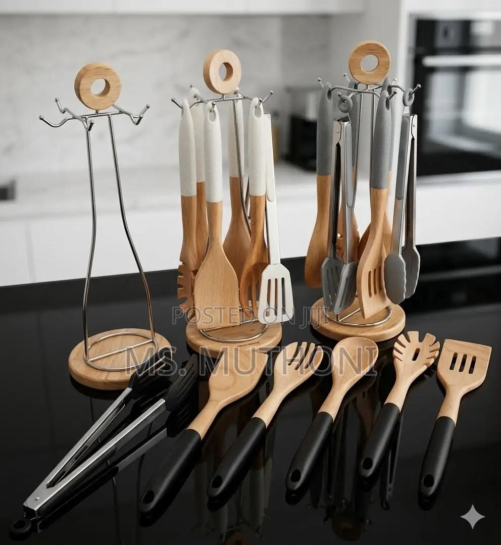 Minimalist Non-Stick Silicone & Bamboo Kitchen Cooking Tools