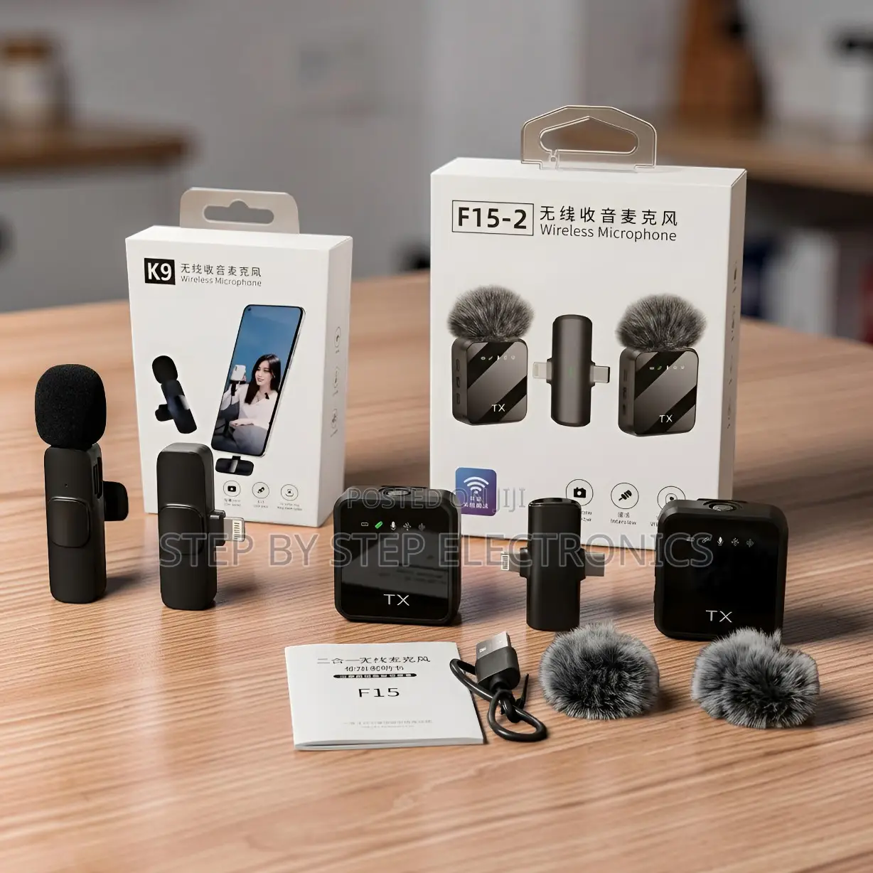 K9,f15-2 Wireless Clip-on Microphone 2TX for Phone Recording