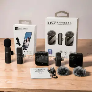 K9,f15-2 Wireless Lavalier Microphone 2TX for Live Streaming