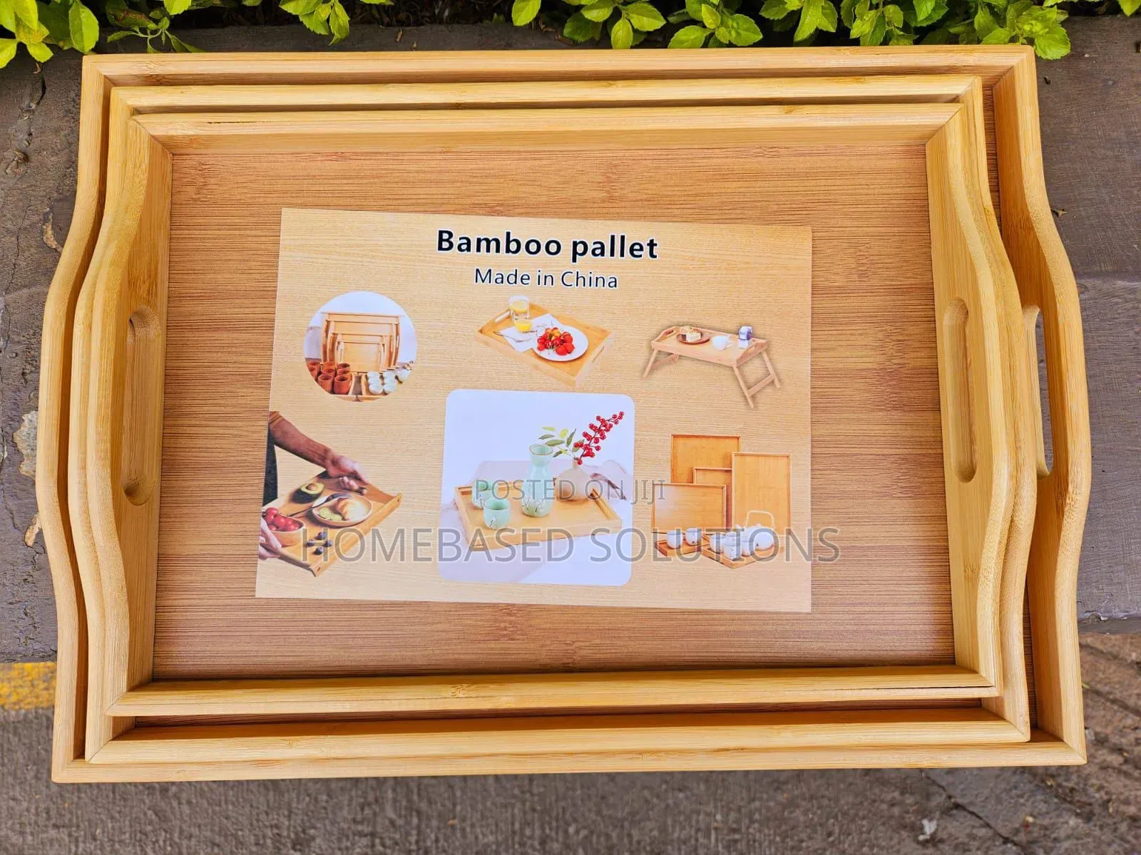 3 in 1 Bamboo Serving Tray 3 PCS in Different Sizes Material: Bambo*