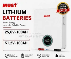 Must 2.56v - 100Ah / 51.2v - 100Ah Lithium Ion Solar Battery.
