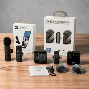 K9,f15-2 Wireless Clip-on Mic 2TX Ideal for YouTube Live Streaming