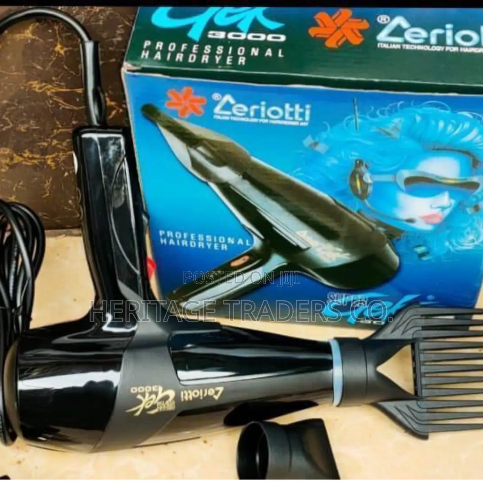Gek Ceriotti Hair Dryer Blow Dry 3000 Straightener-Black