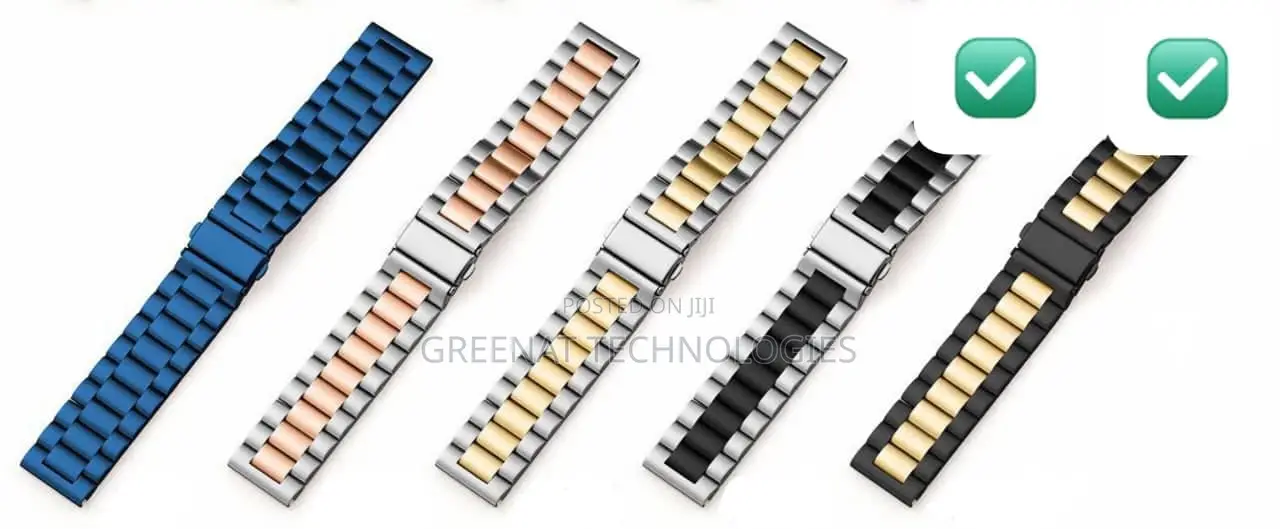 22mm Two-Tone Stainless Steel Smart Watch Strap Metallic Chain Band